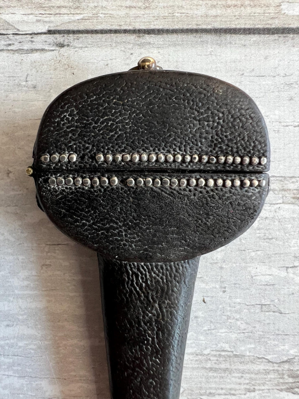 Georgian Leather Sewing Scissor Case and Scissors Black Shagreen Clouté Decoration Circa 1730 AF