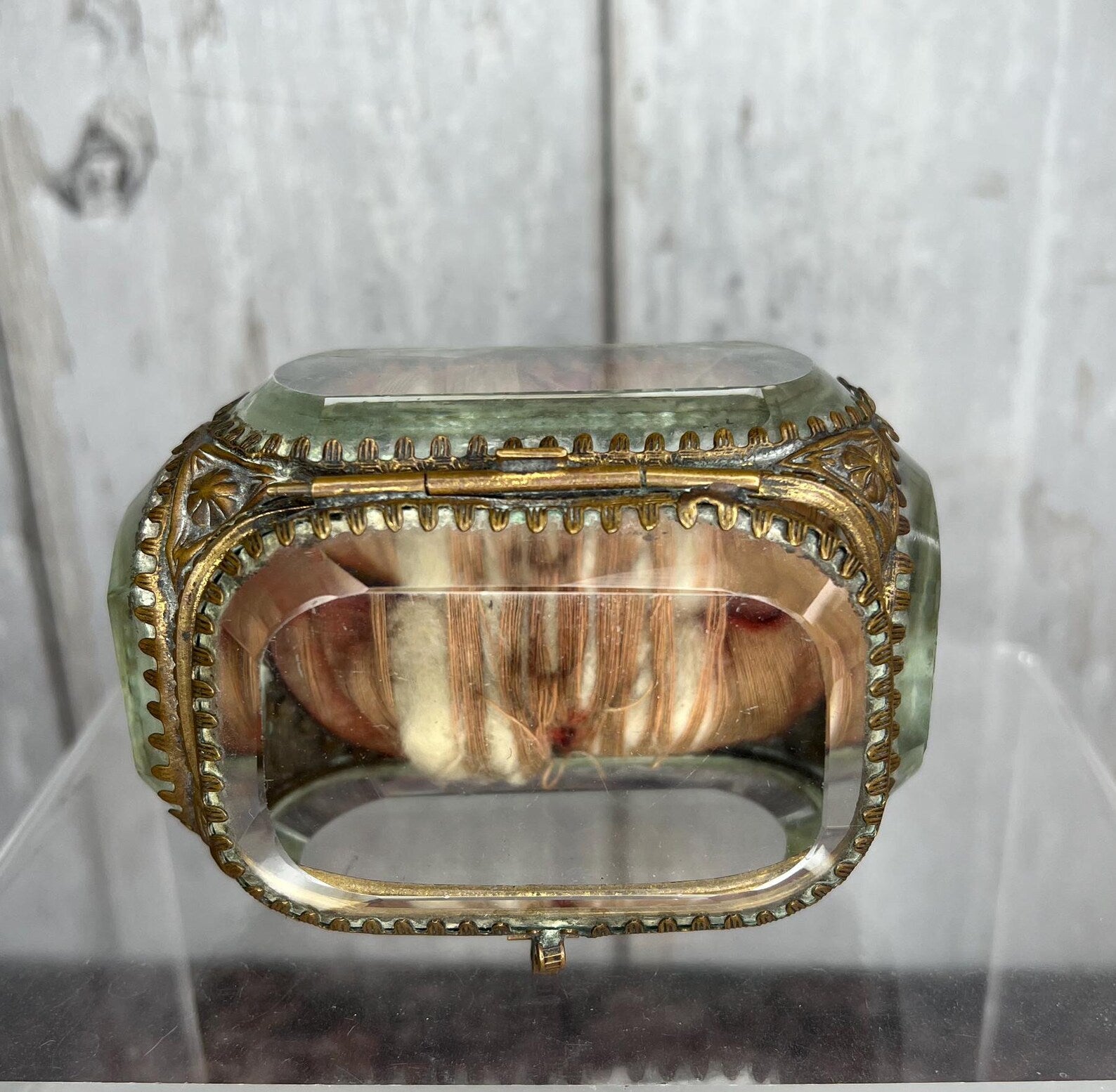 Antique Jewelry Vitrine Beveled Glass Jewellery Casket Circa 1870