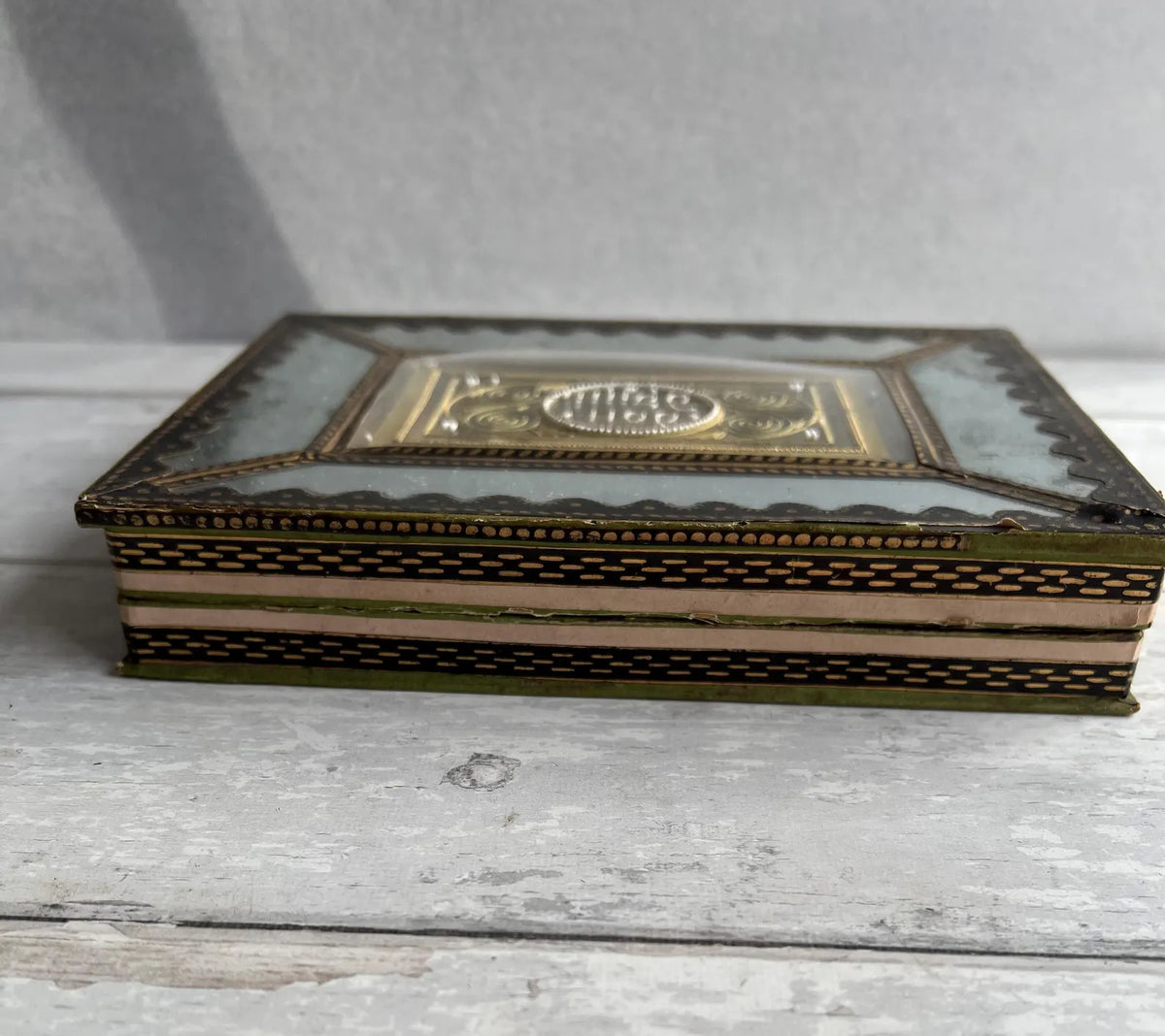 19th Century Bonbon Box Dragee Box Mirrored Beaded Wire Work C 1820