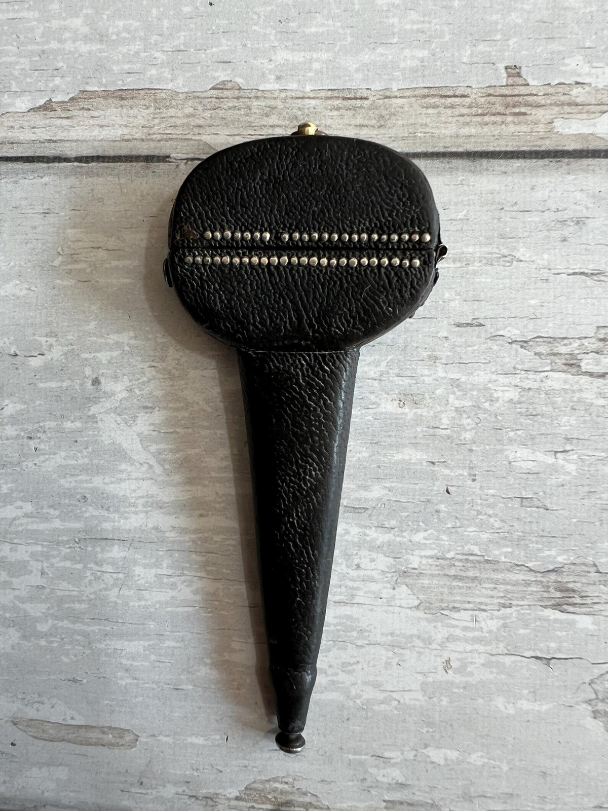 Georgian Leather Sewing Scissor Case and Scissors Black Shagreen Clouté Decoration Circa 1730 AF