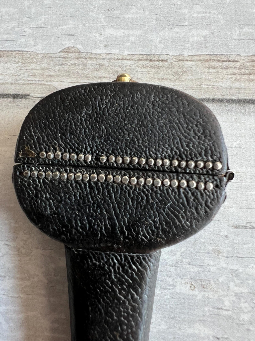 Georgian Leather Sewing Scissor Case and Scissors Black Shagreen Clouté Decoration Circa 1730 AF