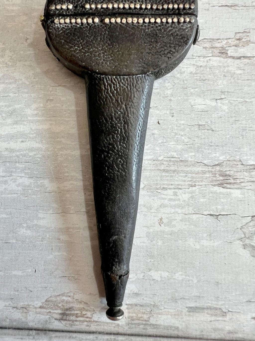 Georgian Leather Sewing Scissor Case and Scissors Black Shagreen Clouté Decoration Circa 1730 AF