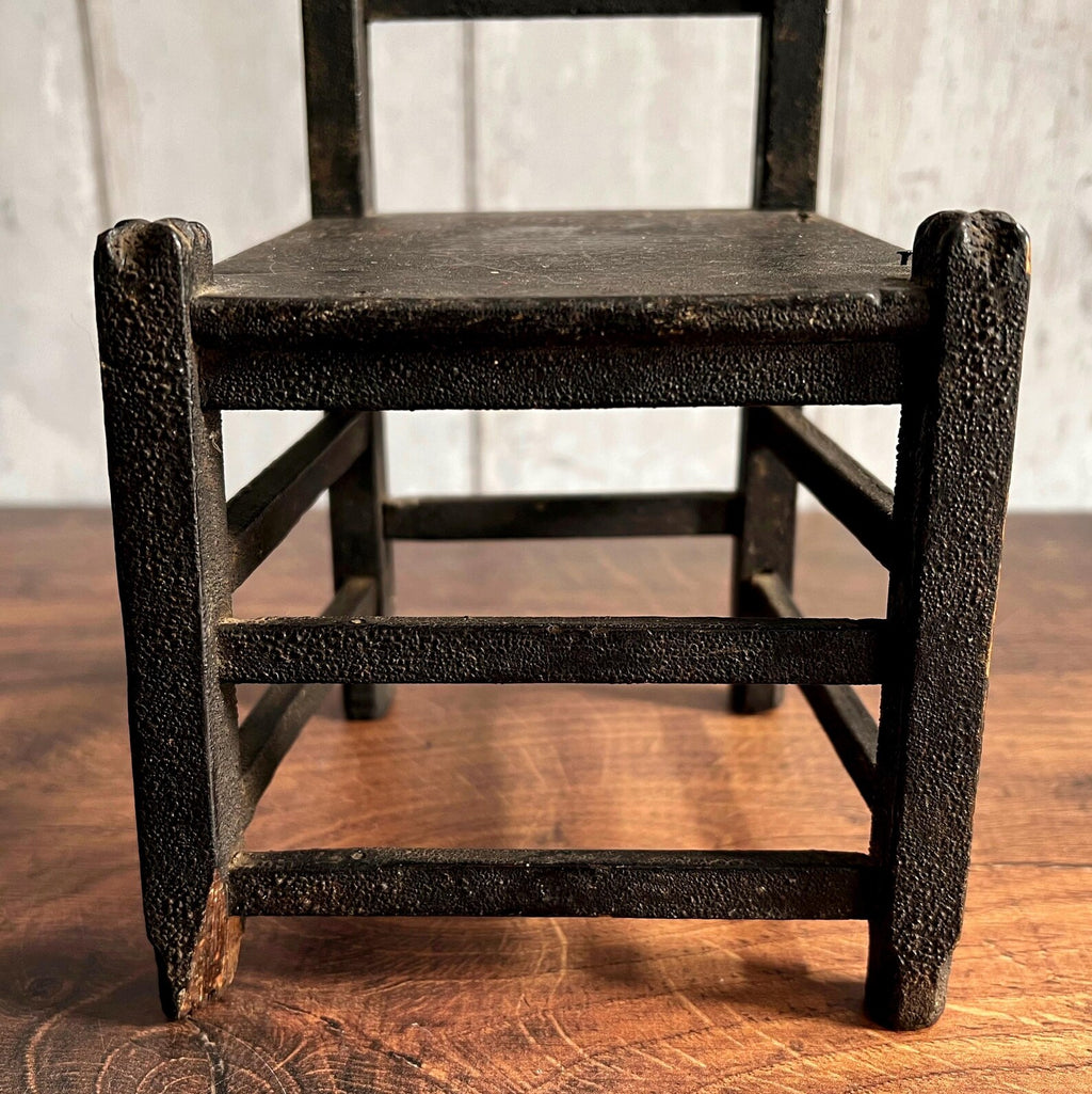 Antique English Dolls Chair Primitive Folk Art Chair Dry Patina C 1820