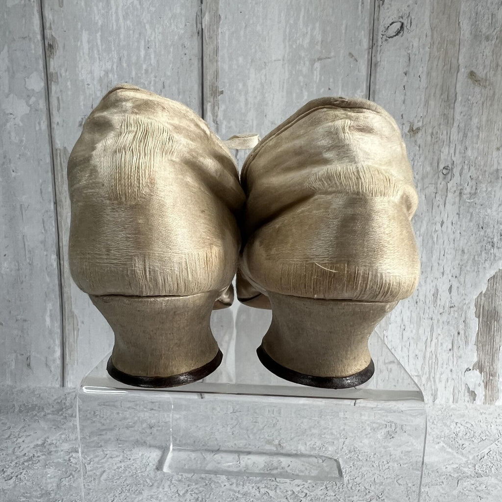 19th Century Victorian Girls Silk Wedding Shoes Louis Heel Circa 1880 AF