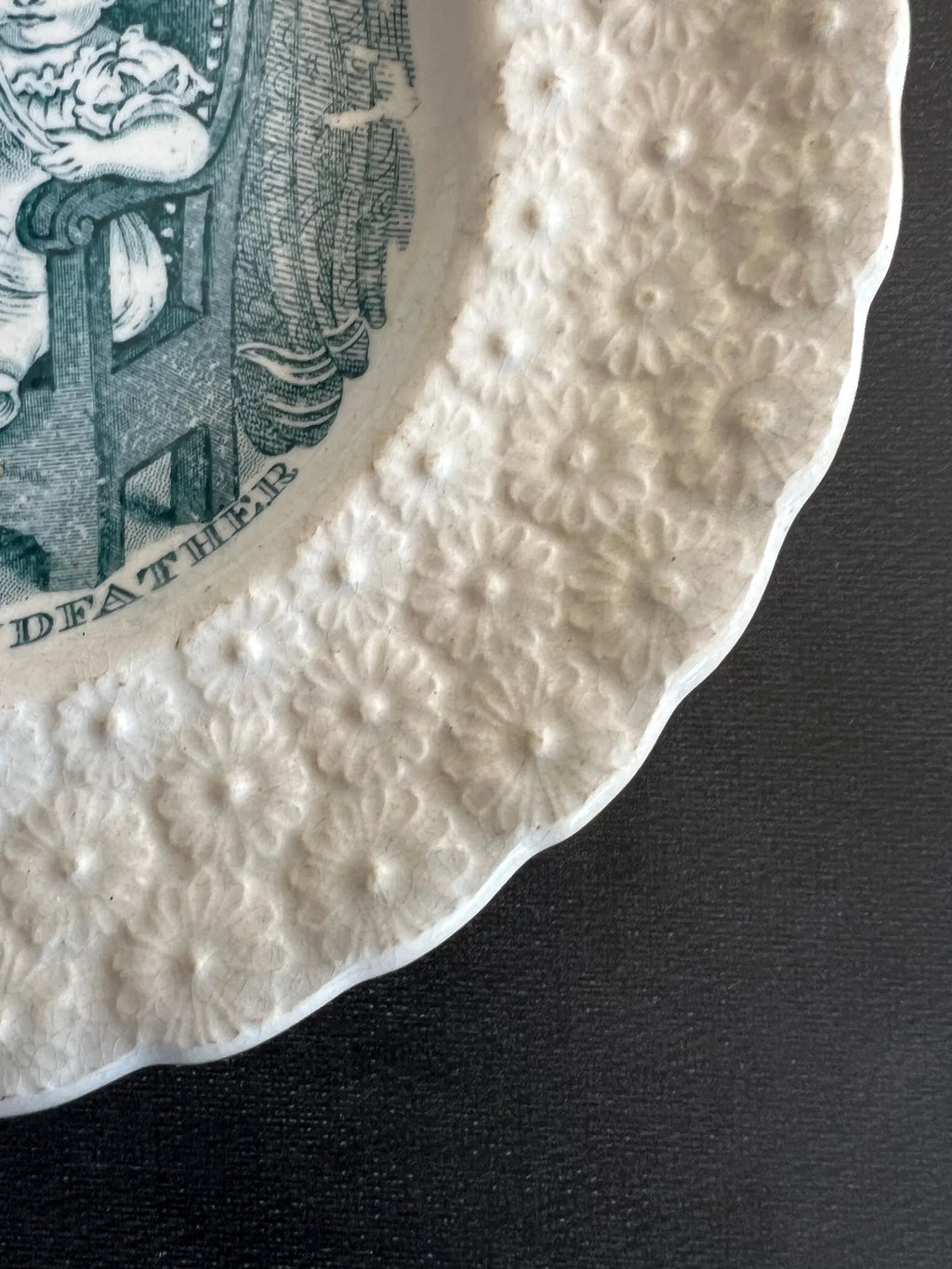 Antique 19th Century Staffordshire Childrens Plate Our Early Days Grandfather 1828