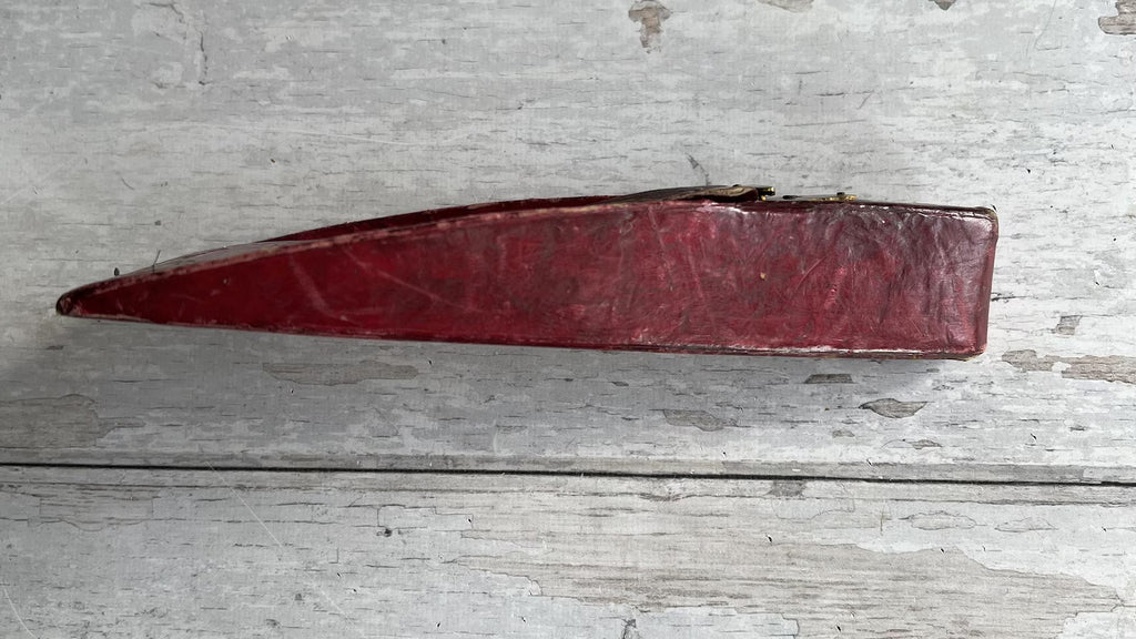 19th Century Scissor Case and Scissors Gilt Tooled Red Leather Circa 1840 AF