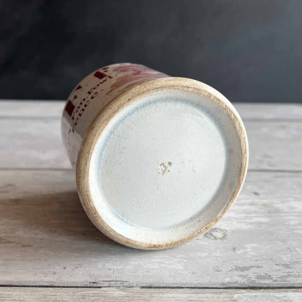 Antique Alphabet Mug F Is For Fox C 1850 Red Transferware Pearlware