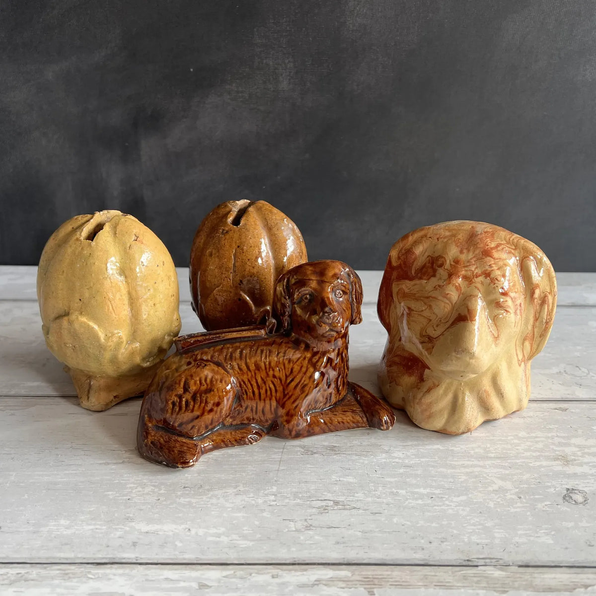 19th Century Children’s Staffordshire Dog Spaniel Coin Bank Money Box Folk Art Circa 1860