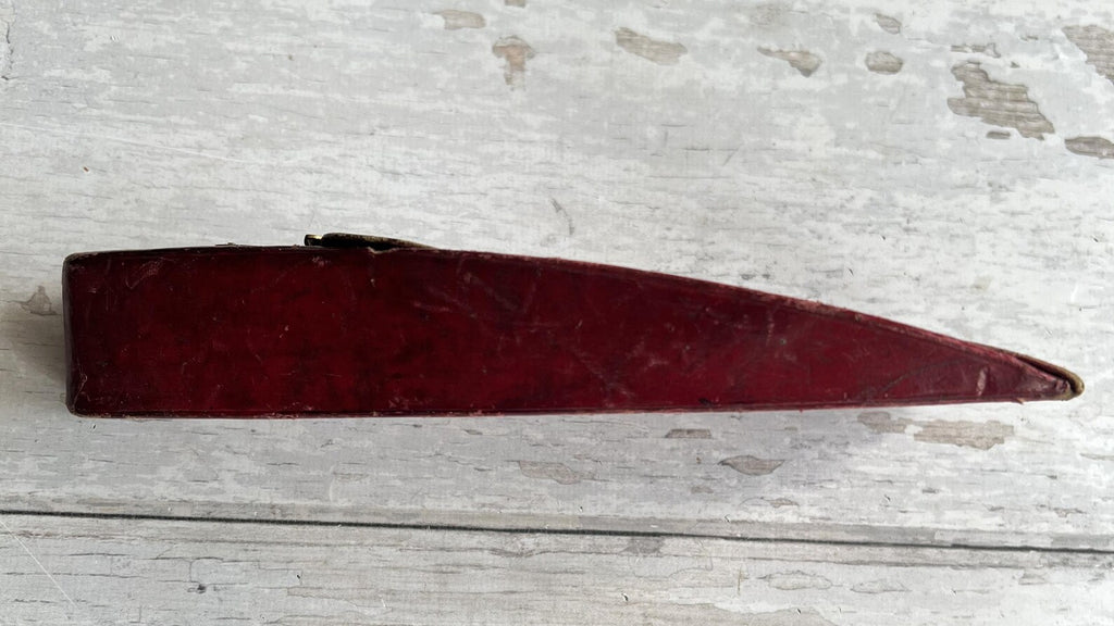 19th Century Scissor Case and Scissors Gilt Tooled Red Leather Circa 1840 AF