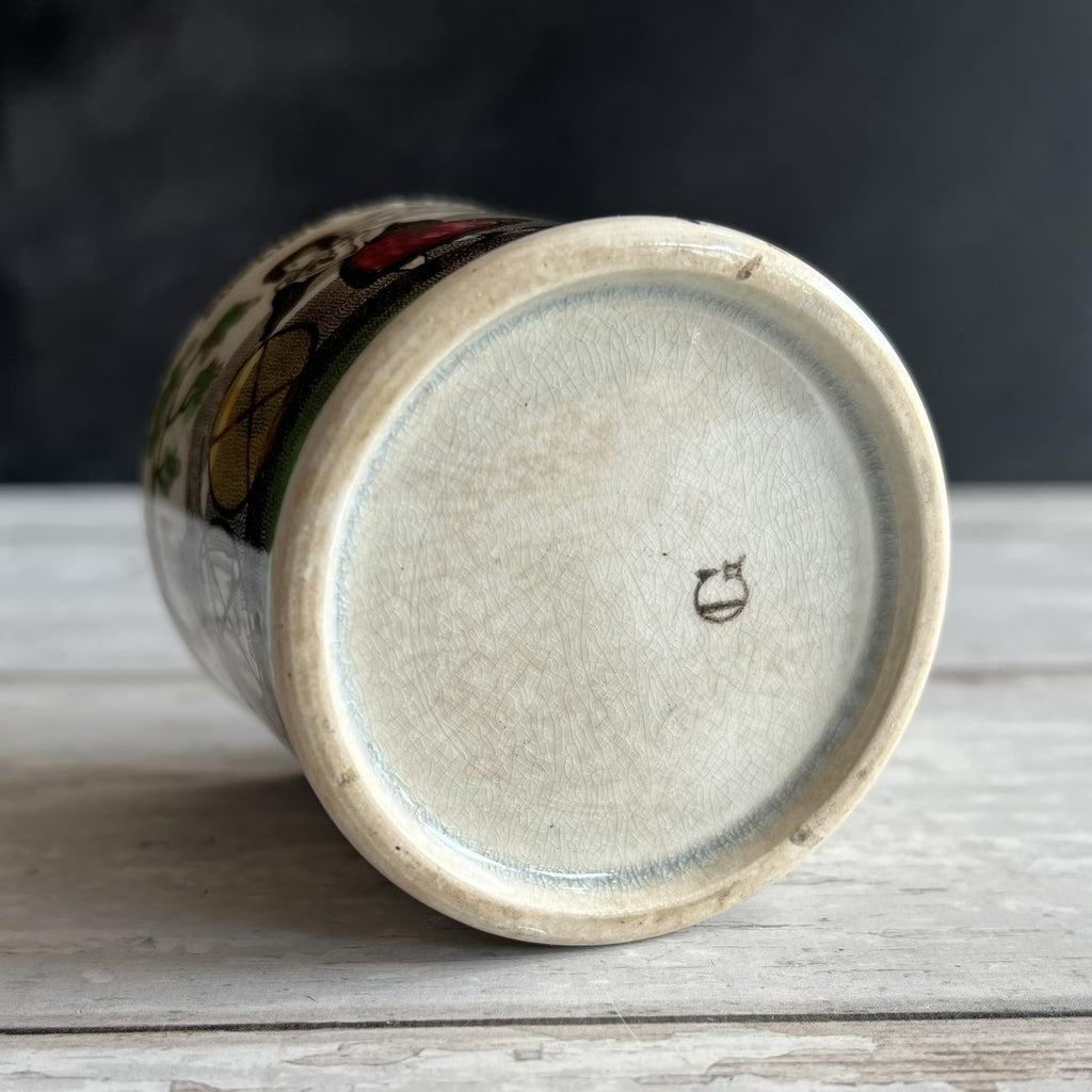 19th Century Rare Childs Mug Bowling The Hoop Childhood Game English C 1840