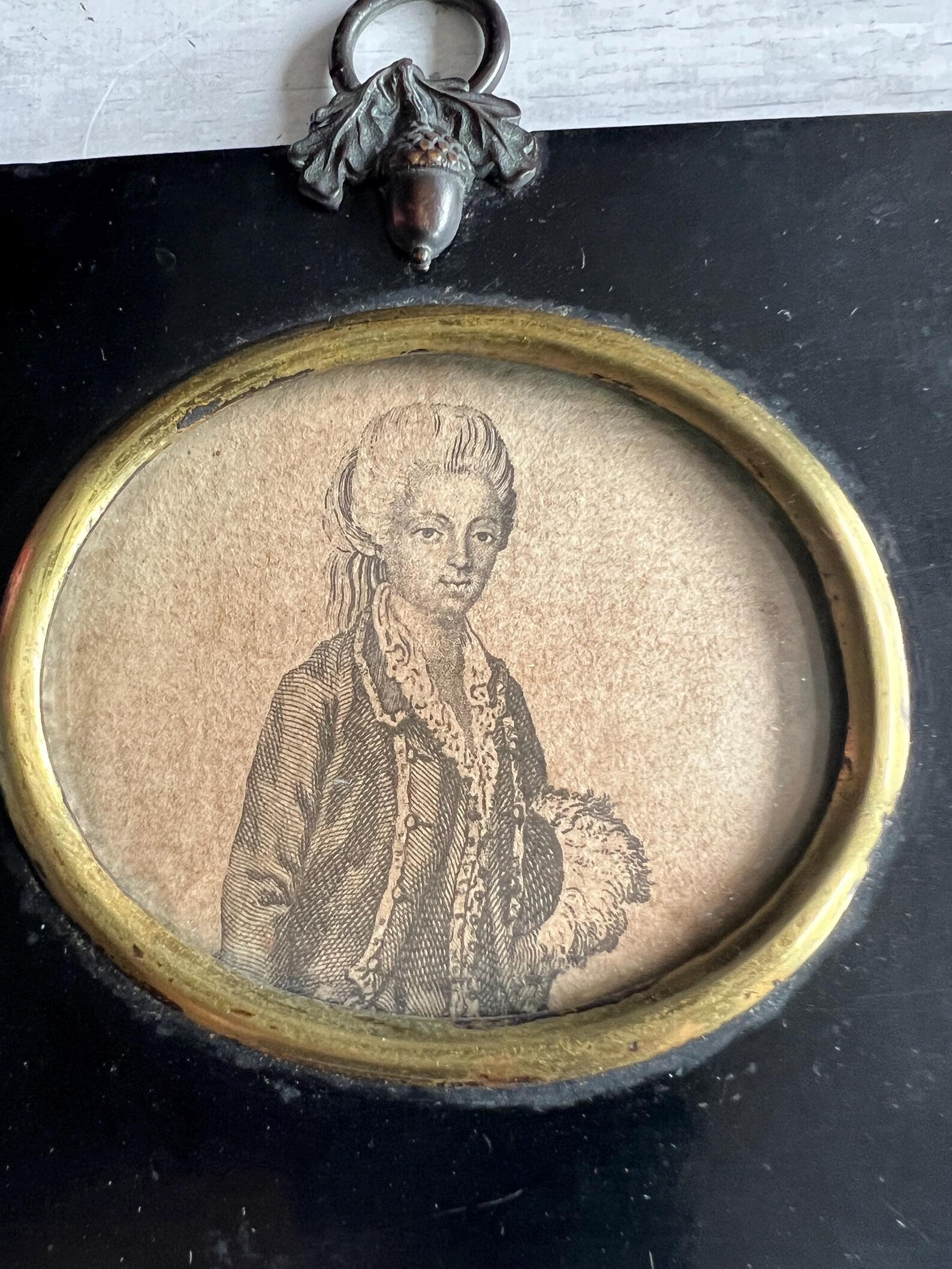 18th Century Miniature Engraving Countess du Barry C 1770 Mademoiselle Vaubernier