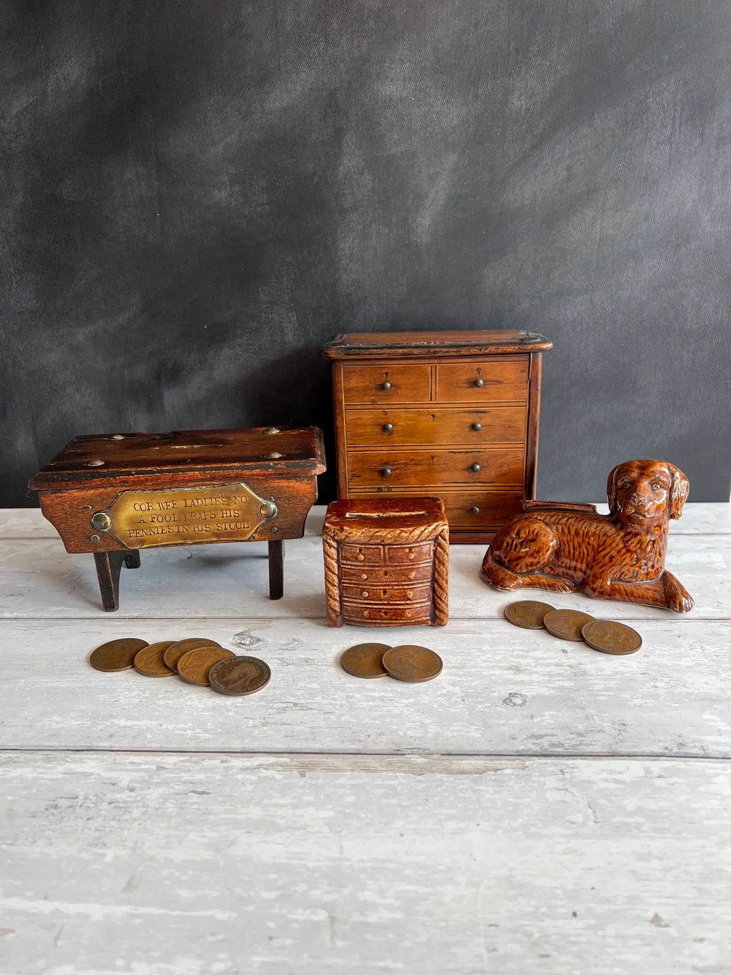 19th Century Victorian Childs Money Box Money Bank, Chest Of Drawers C 1850