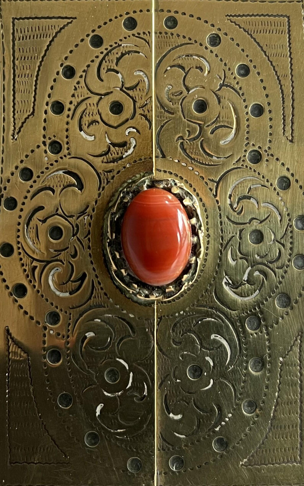 Victorian Gothic Revival Brass Cabochon Photograph Frame Circa 1880 AF