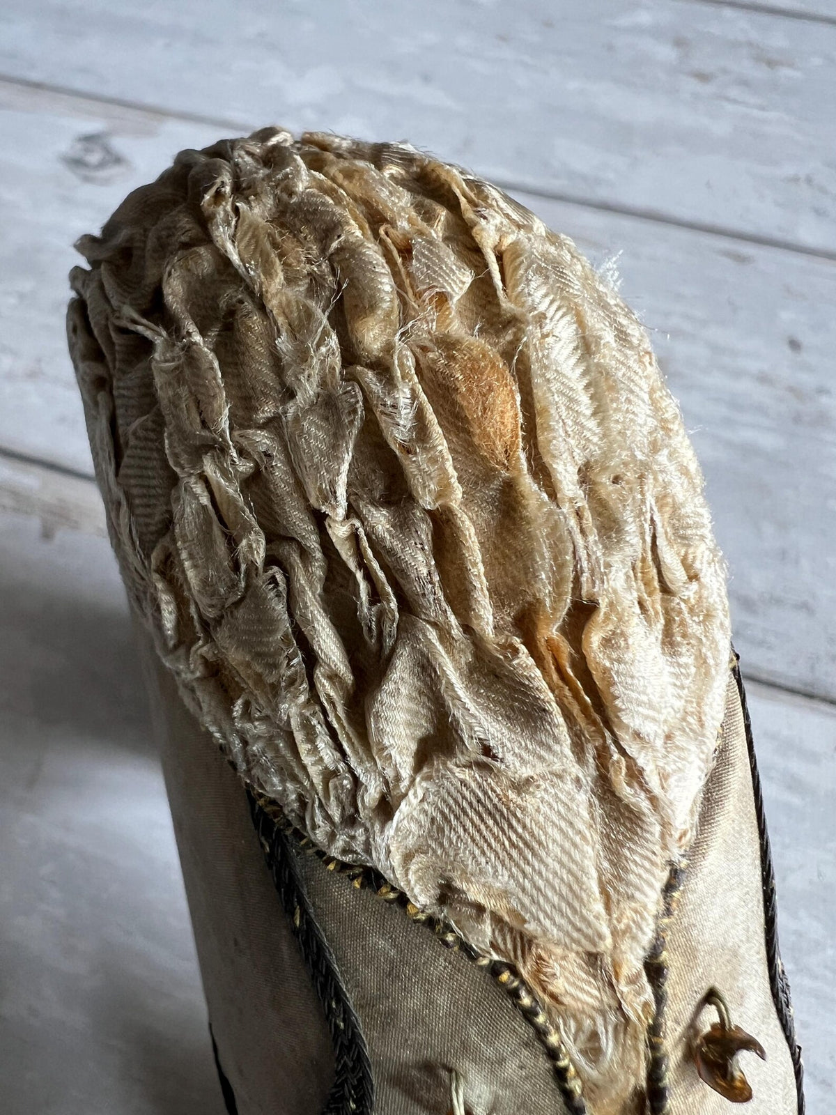 Antique 19th Century Silk Shoe Pincushion Circa 1900