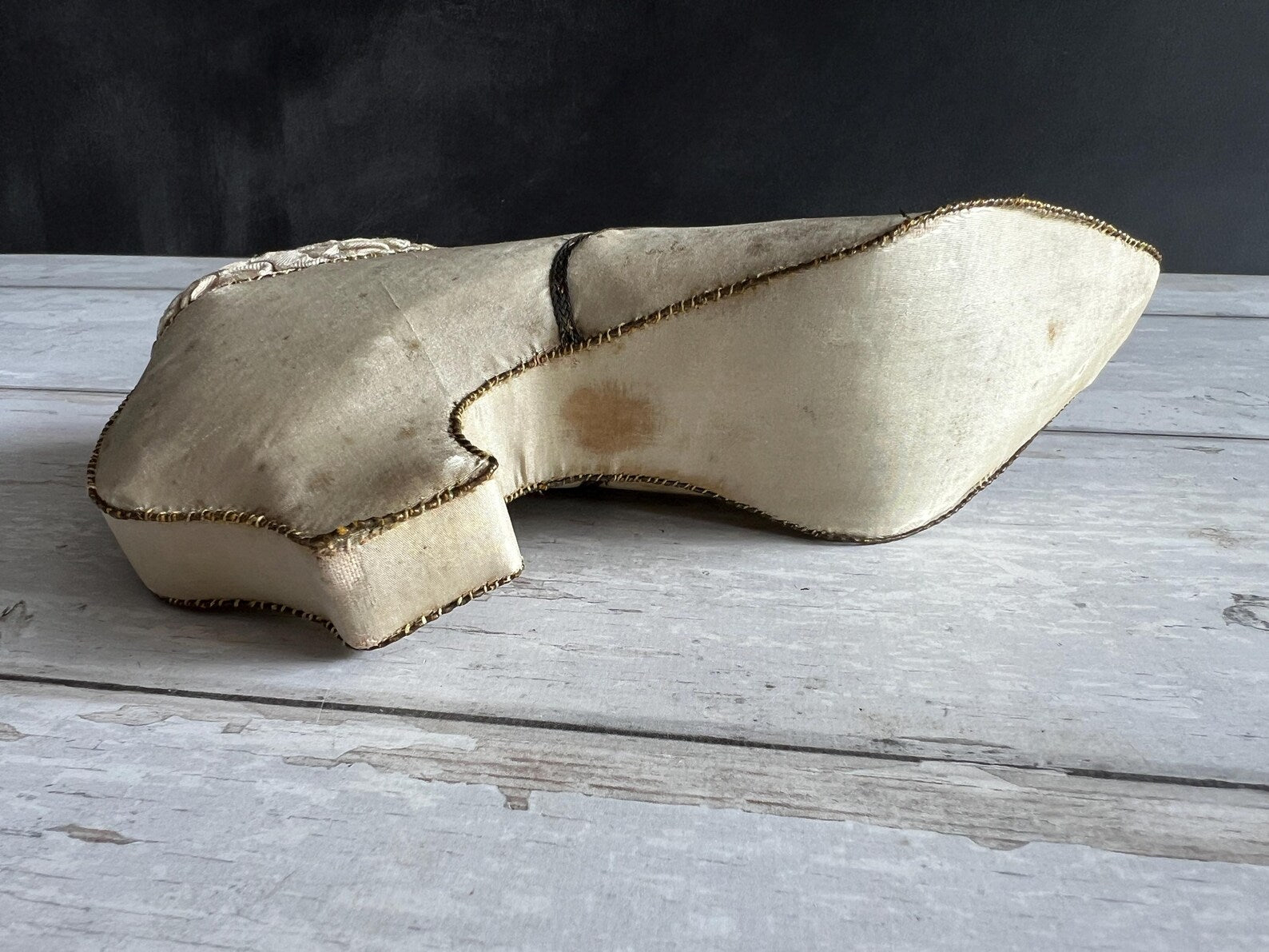 Antique 19th Century Silk Shoe Pincushion Circa 1900