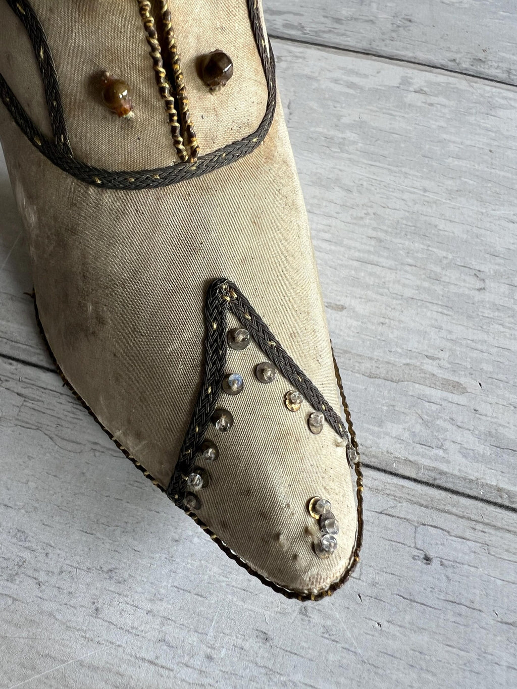 Antique 19th Century Silk Shoe Pincushion Circa 1900