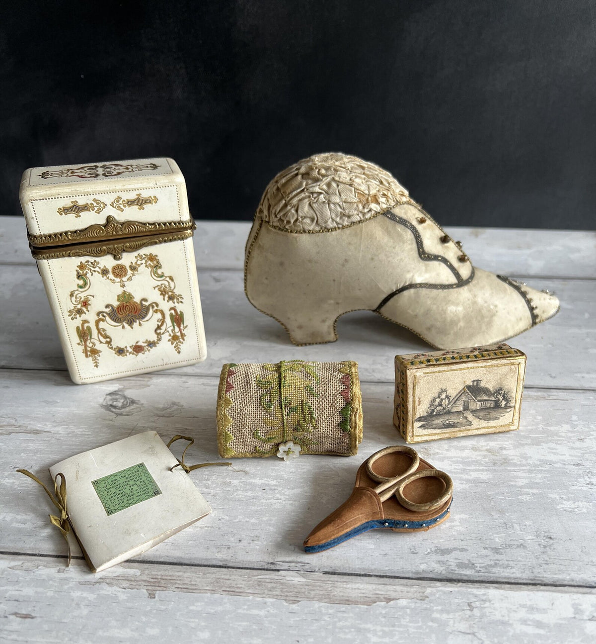 Antique 19th Century Silk Shoe Pincushion Circa 1900