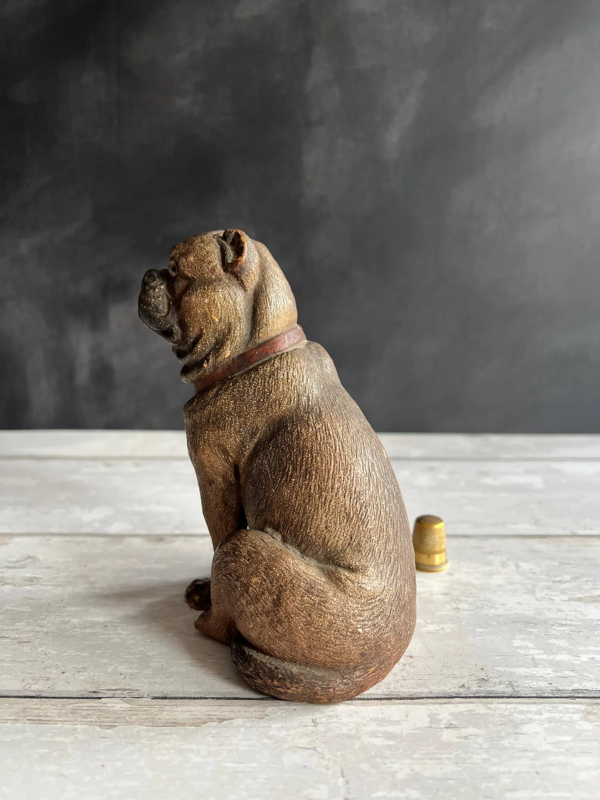 19th Century Painted Terracotta Pug Dog C 1890 AF