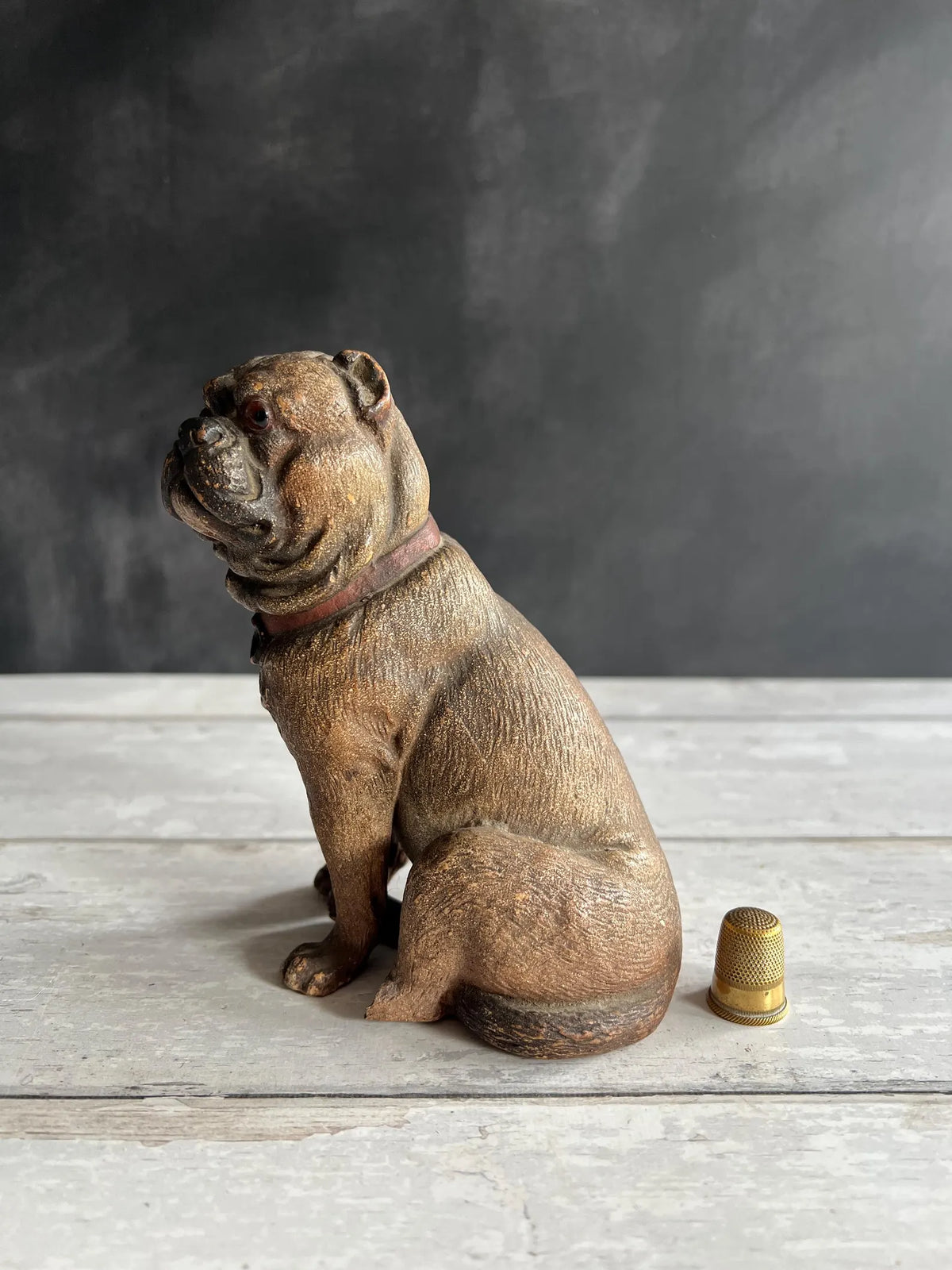 19th Century Painted Terracotta Pug Dog C 1890 AF
