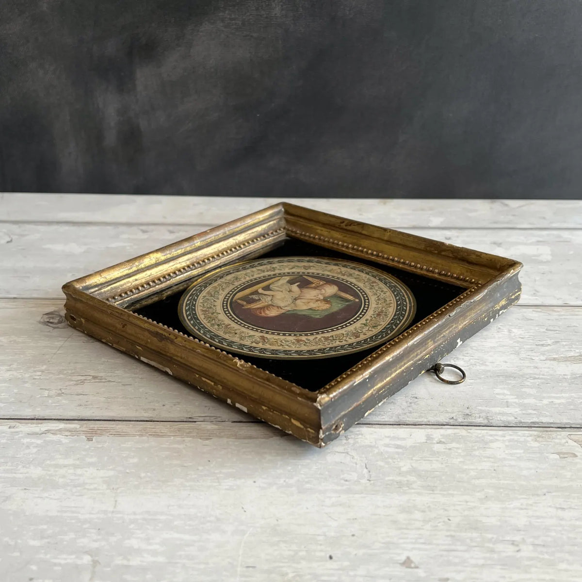 18th Century Classical Engraving Sleeping Child Gilt Frame 1794
