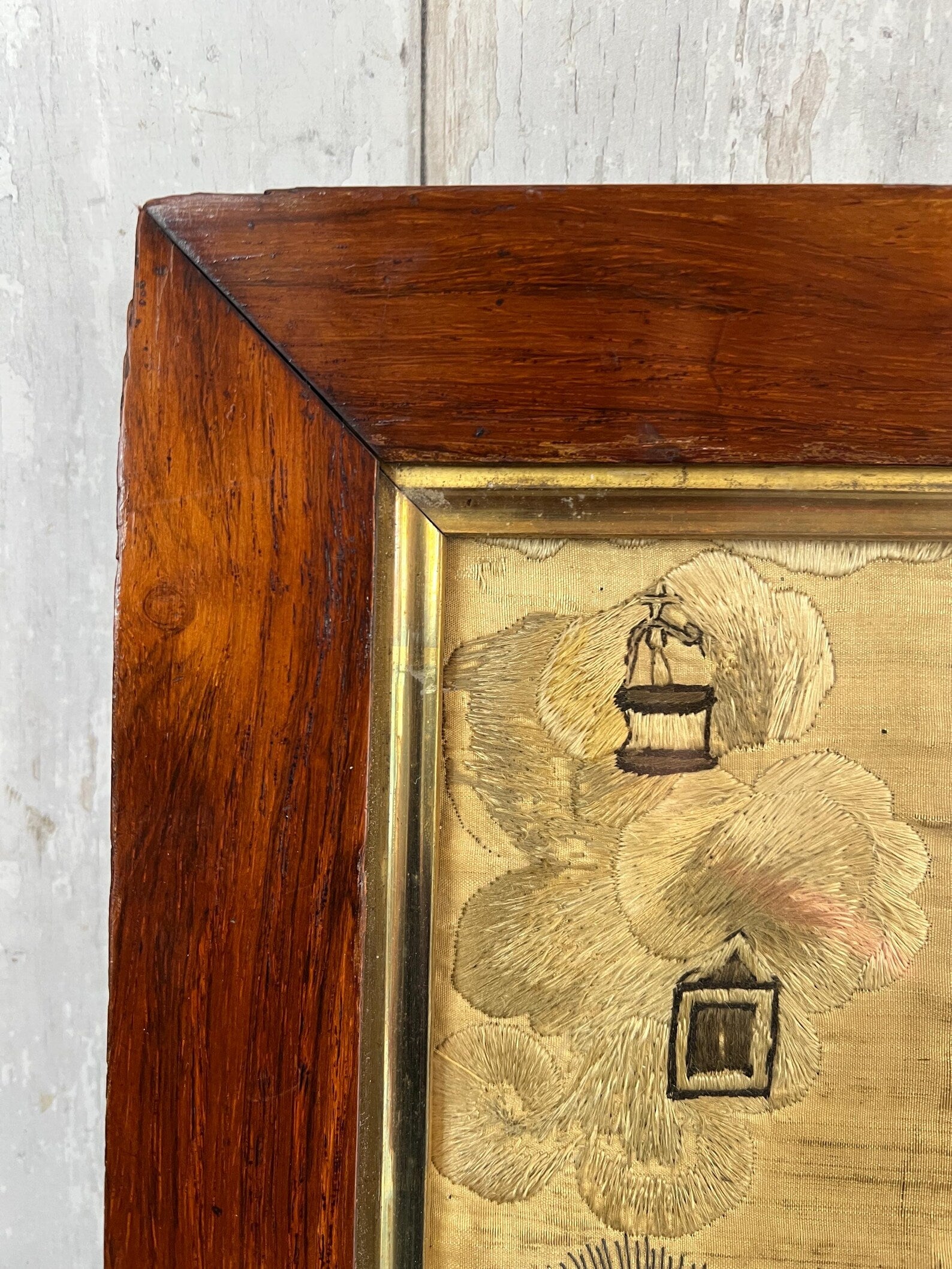 Antique 18th Century Silkwork Embroidery Needlework Circa 1740 Luxury Religious Gift Catholic