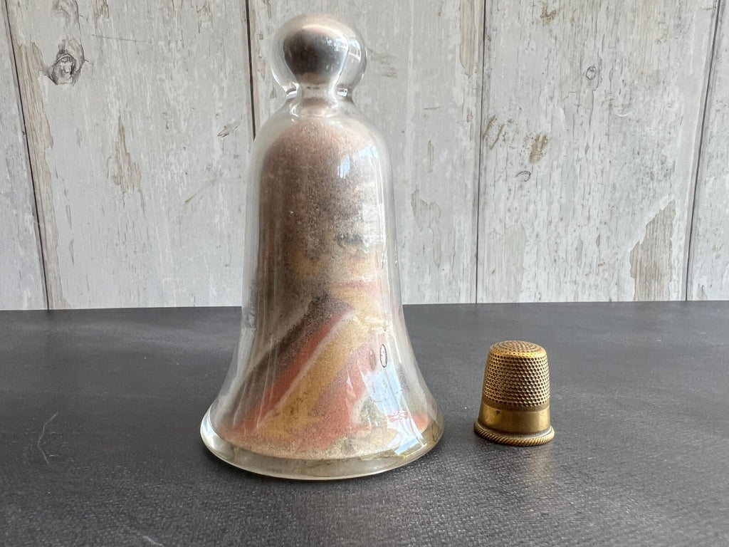 Antique Victorian Alum Bay Sand Bell Jar Paperweight C 1900 Isle of Wight