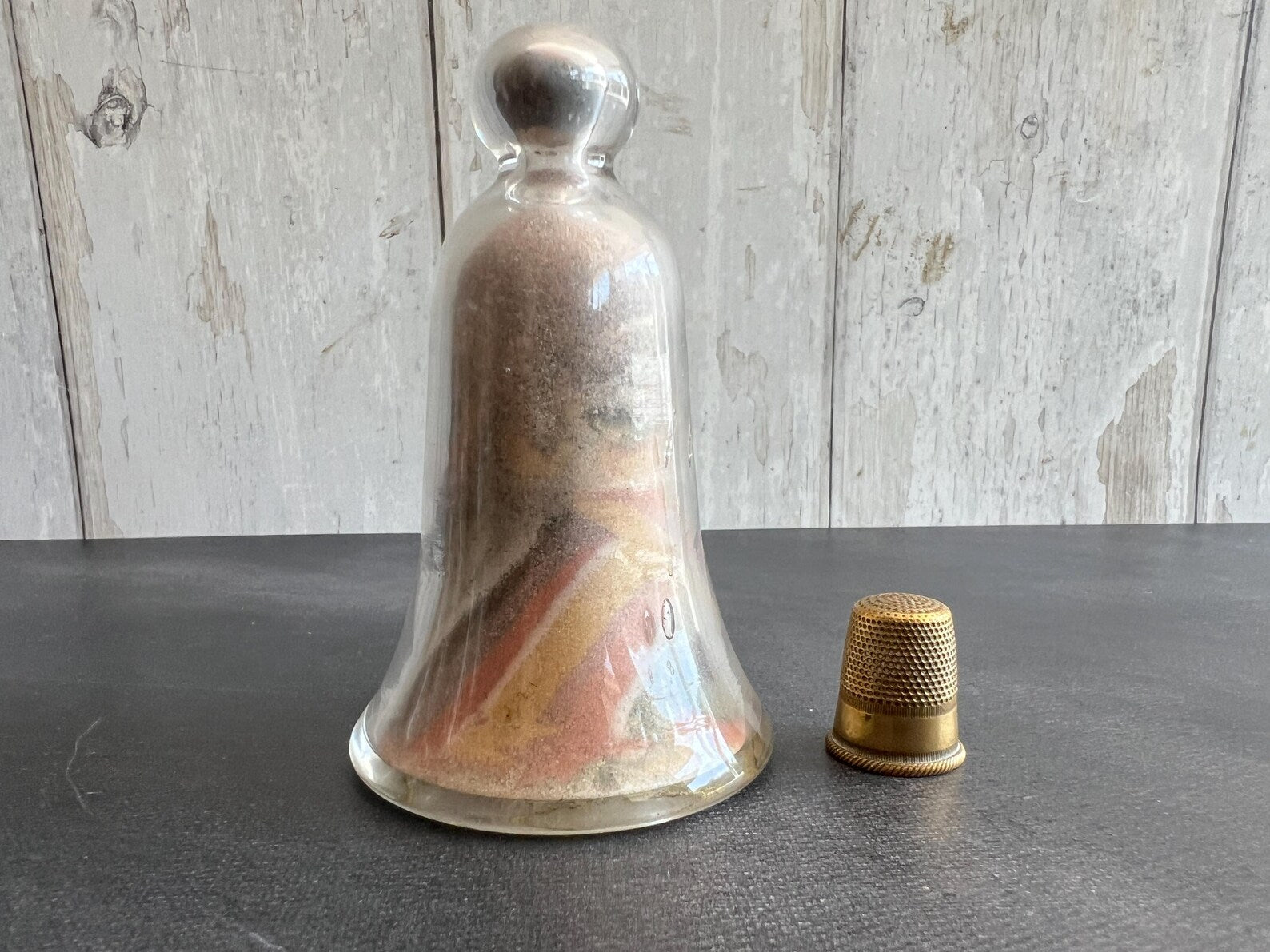 Antique Victorian Alum Bay Sand Bell Jar Paperweight C 1900 Isle of Wight