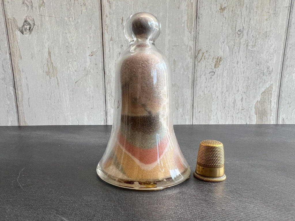 Antique Victorian Alum Bay Sand Bell Jar Paperweight C 1900 Isle of Wight