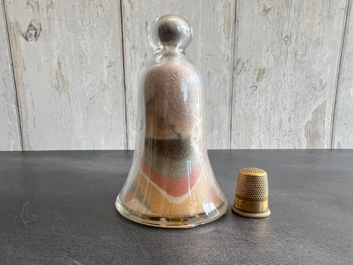 Antique Victorian Alum Bay Sand Bell Jar Paperweight C 1900 Isle of Wight