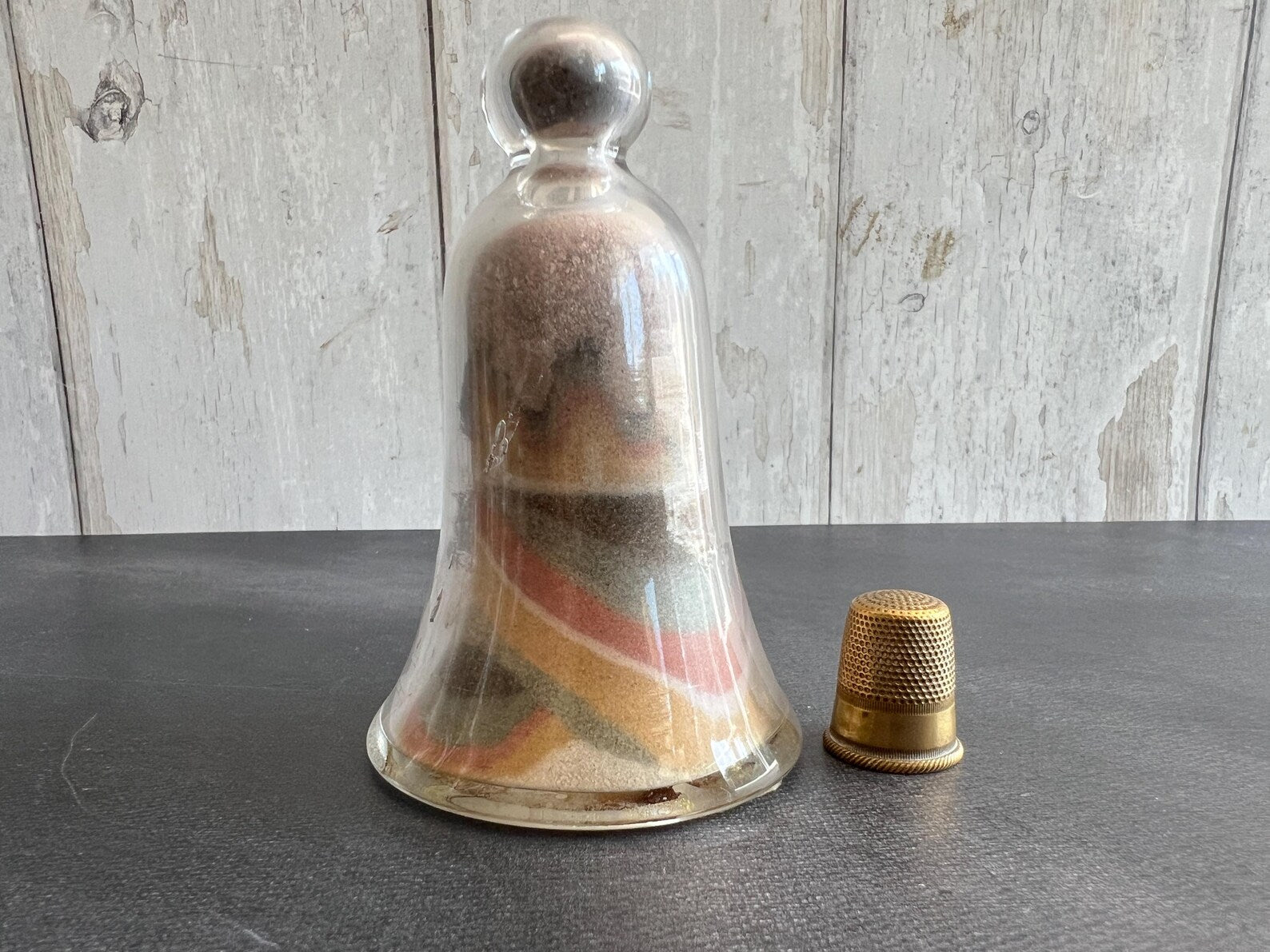 Antique Victorian Alum Bay Sand Bell Jar Paperweight C 1900 Isle of Wight