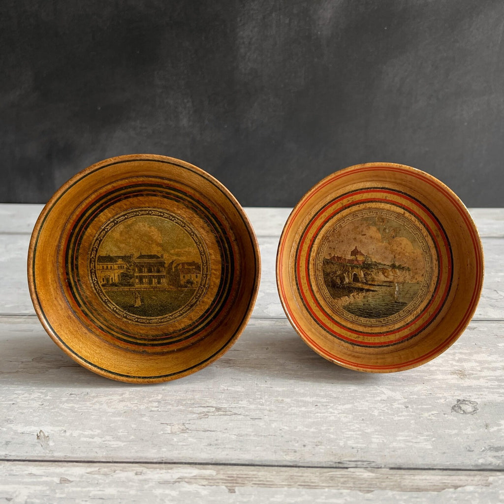Early 19th Century Tunbridge Ware Gaming Tray English Coastal Scene Cave C 1820