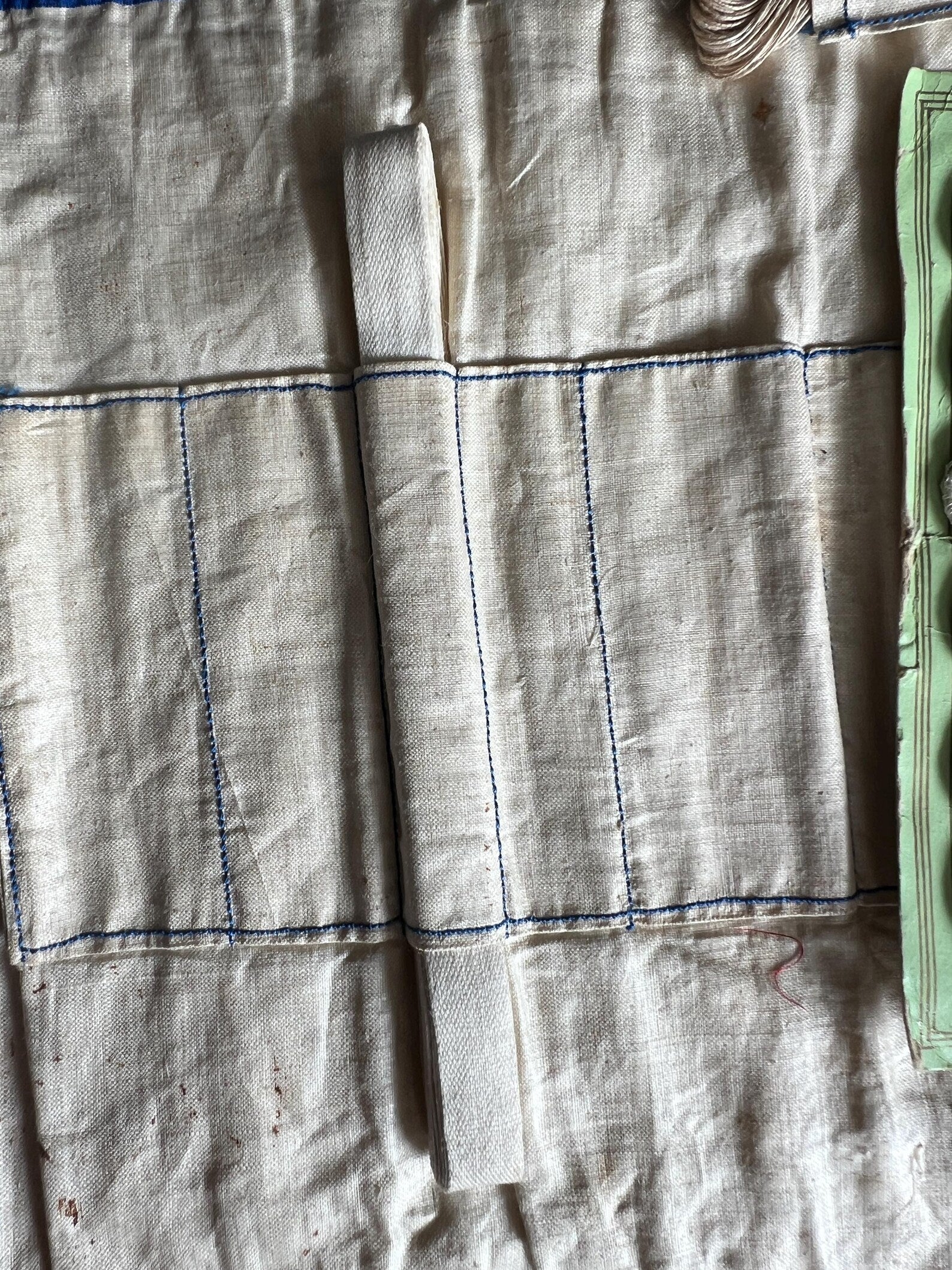 Victorian Sewing Roll Huusif Sewing Tool Roll-Up C 1890 Large Blue Silk Satin