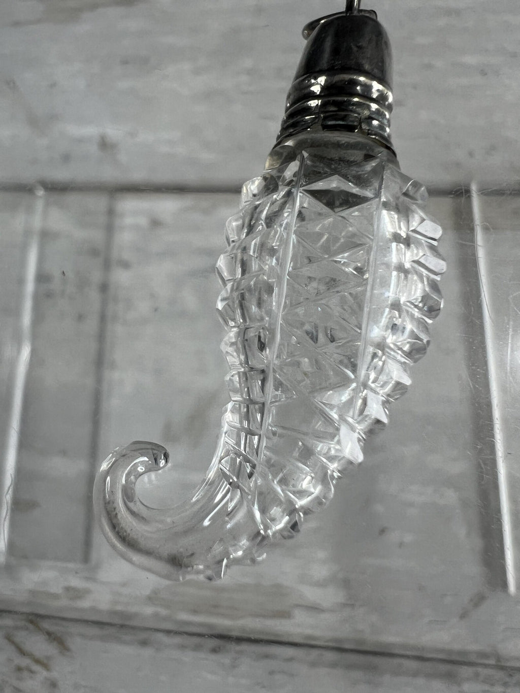 Antique Georgian Miniature Cut Glass Scent Bottle Cornucopia English C 1810 Regency Pendant
