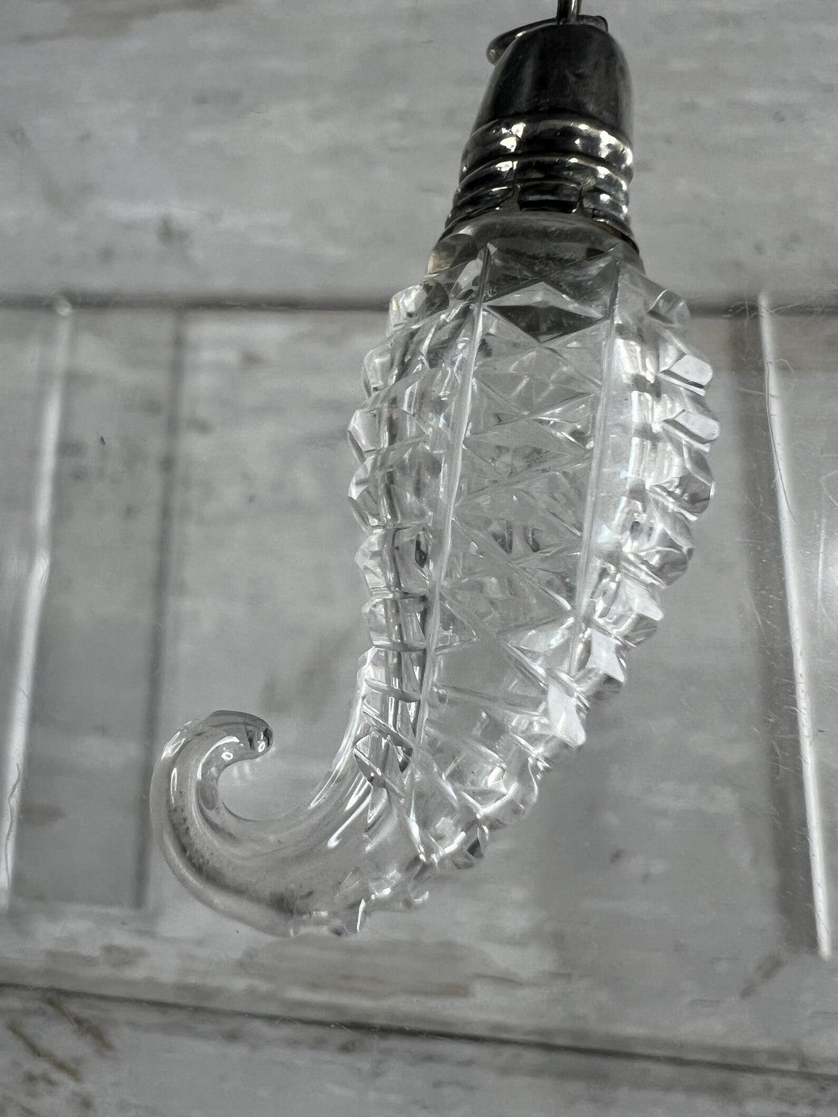 Antique Georgian Miniature Cut Glass Scent Bottle Cornucopia English C 1810 Regency Pendant