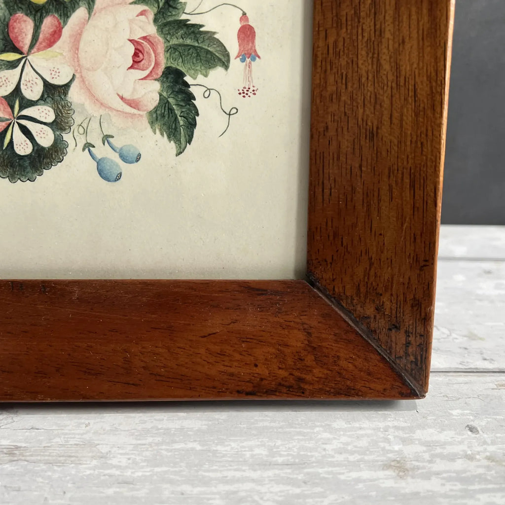 19th Century English Floral Painting Fuchsia Rose C 1830