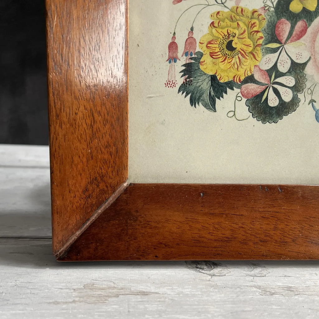 19th Century English Floral Painting Fuchsia Rose C 1830
