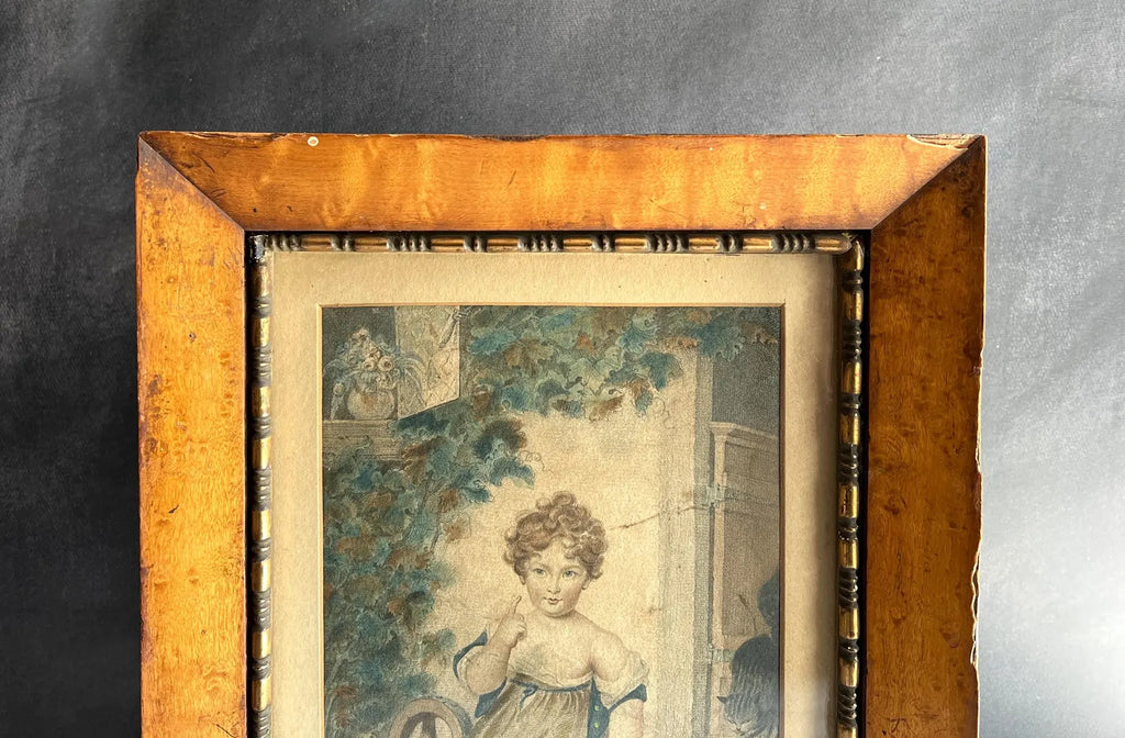 19th Century Engraving The Mother’s Pride Child And Dog Cat English C 1805 Gardeners Gift