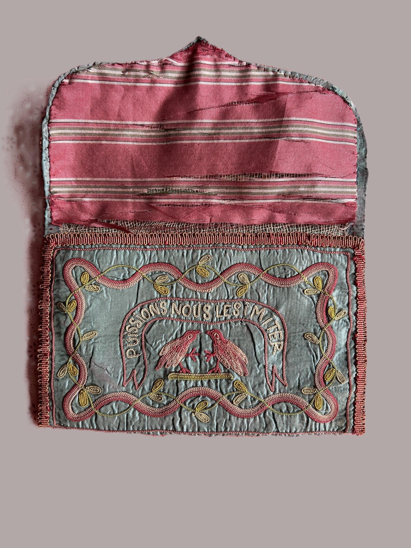 18th Century Silk Pocketbook Purse French Circa 1790