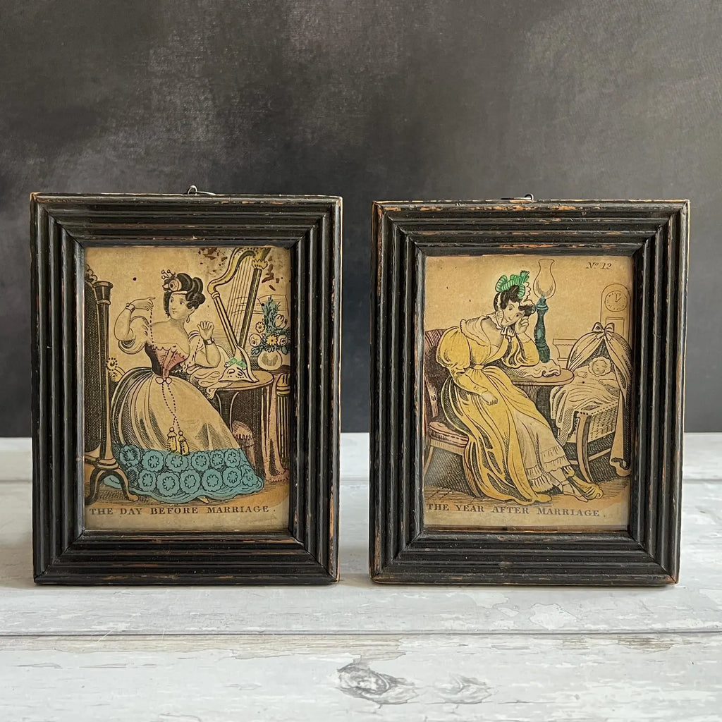 19th Century Miniature Cottage Print The Day Before Marriage Newlywed C 1830
