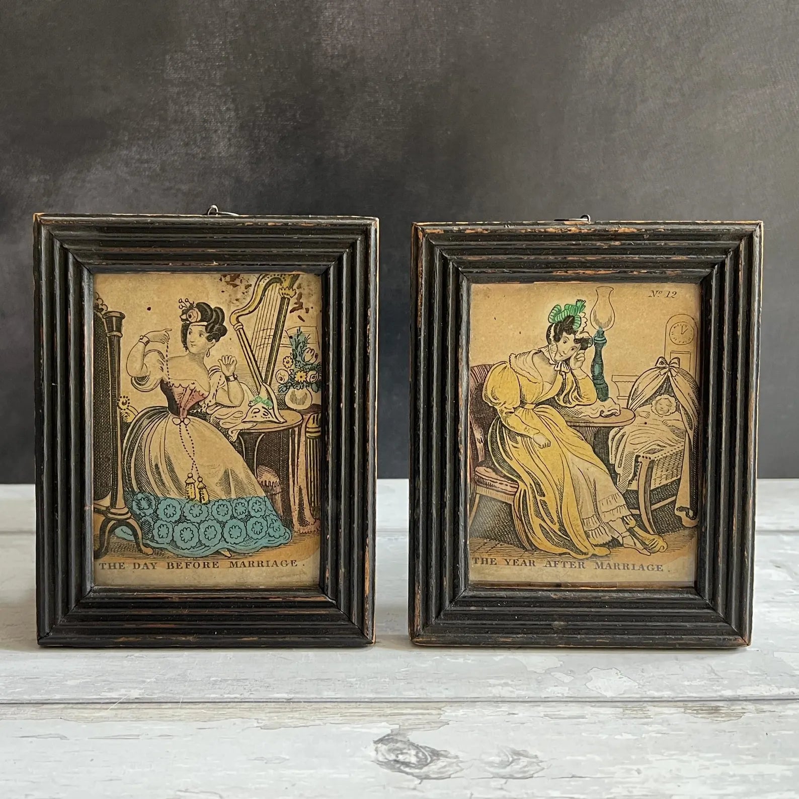 19th Century Miniature Cottage Print The Day Before Marriage Newlywed C 1830