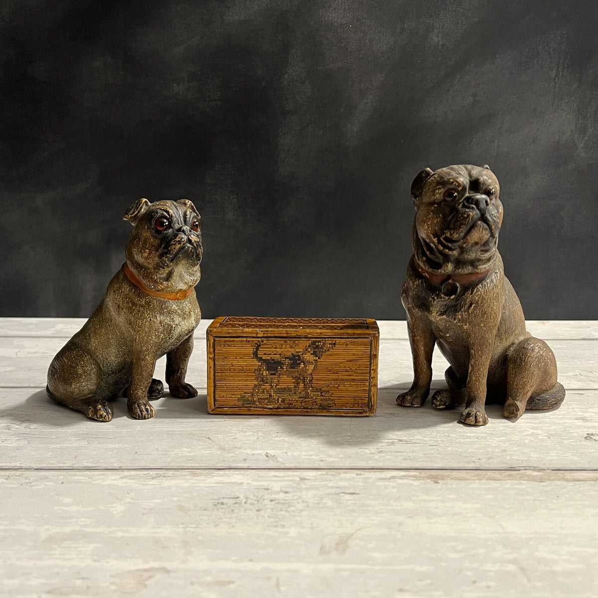 Antique Straw Work Box Dog Georgian Folk Art C 1820