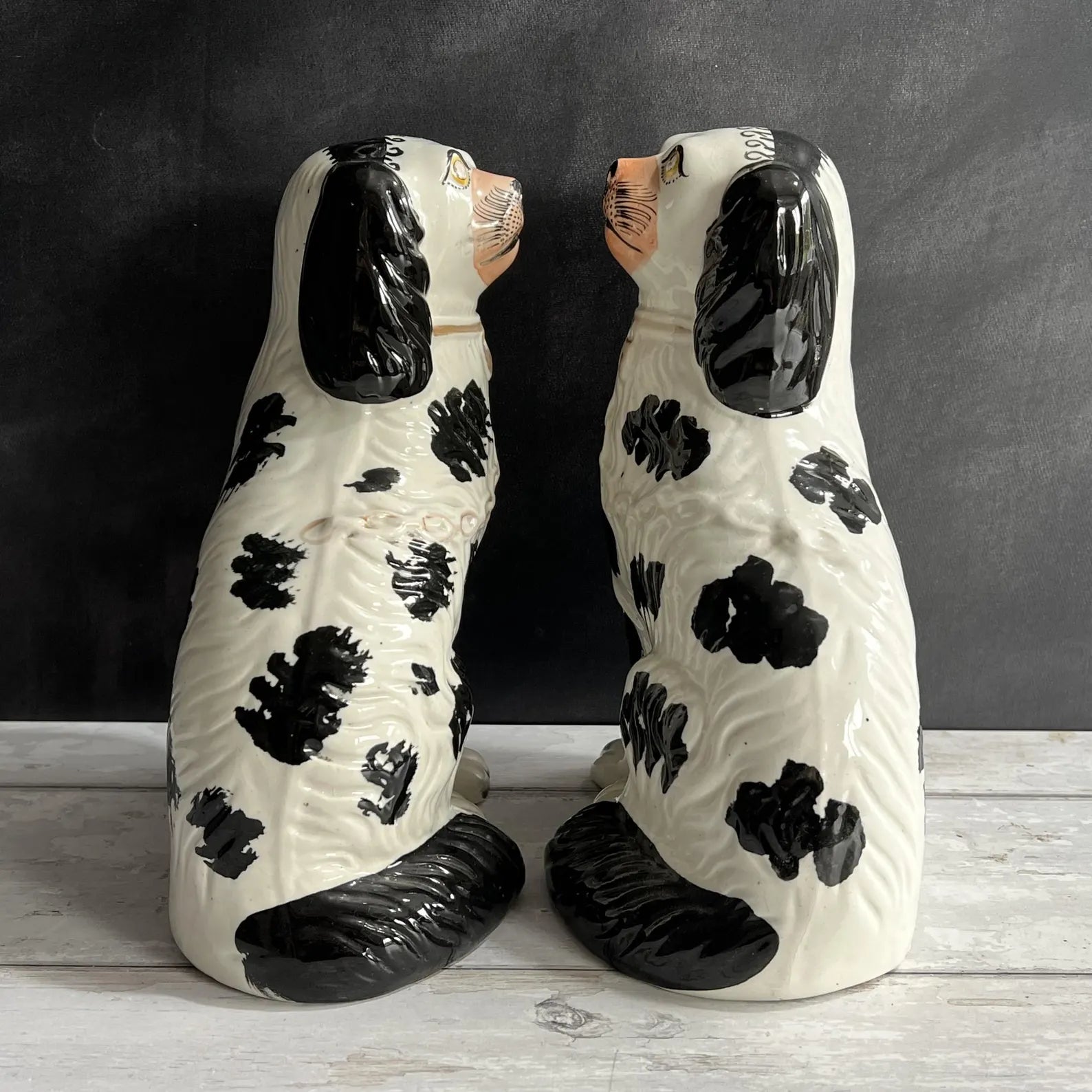 Antique Pair Of Staffordshire Disraeli Dog Figures Victorian C 1860