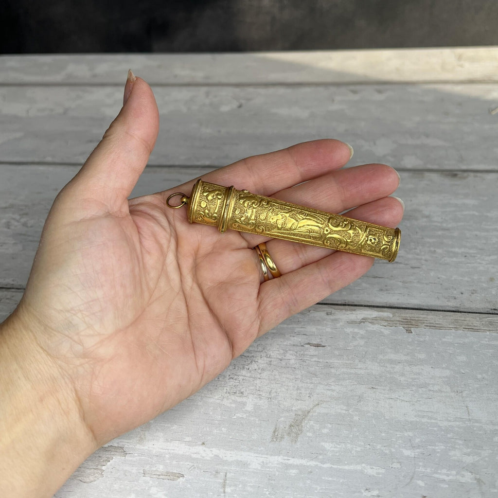 18th Century Bodkin Case Gilt Metal Etui of Britannia C 1740