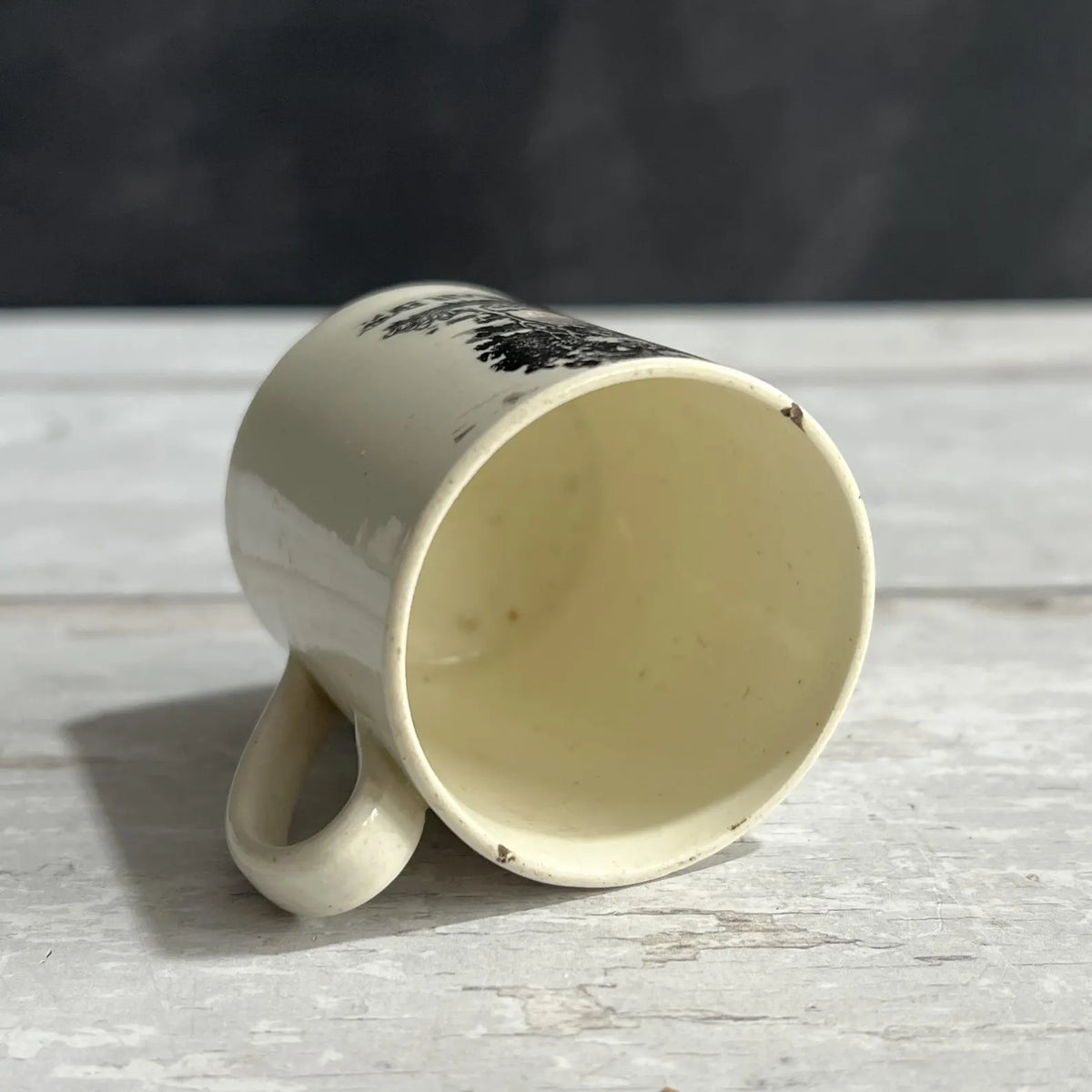RARE Miniature Mug A Present For My Dear Boy Creamware Cows English C 1810