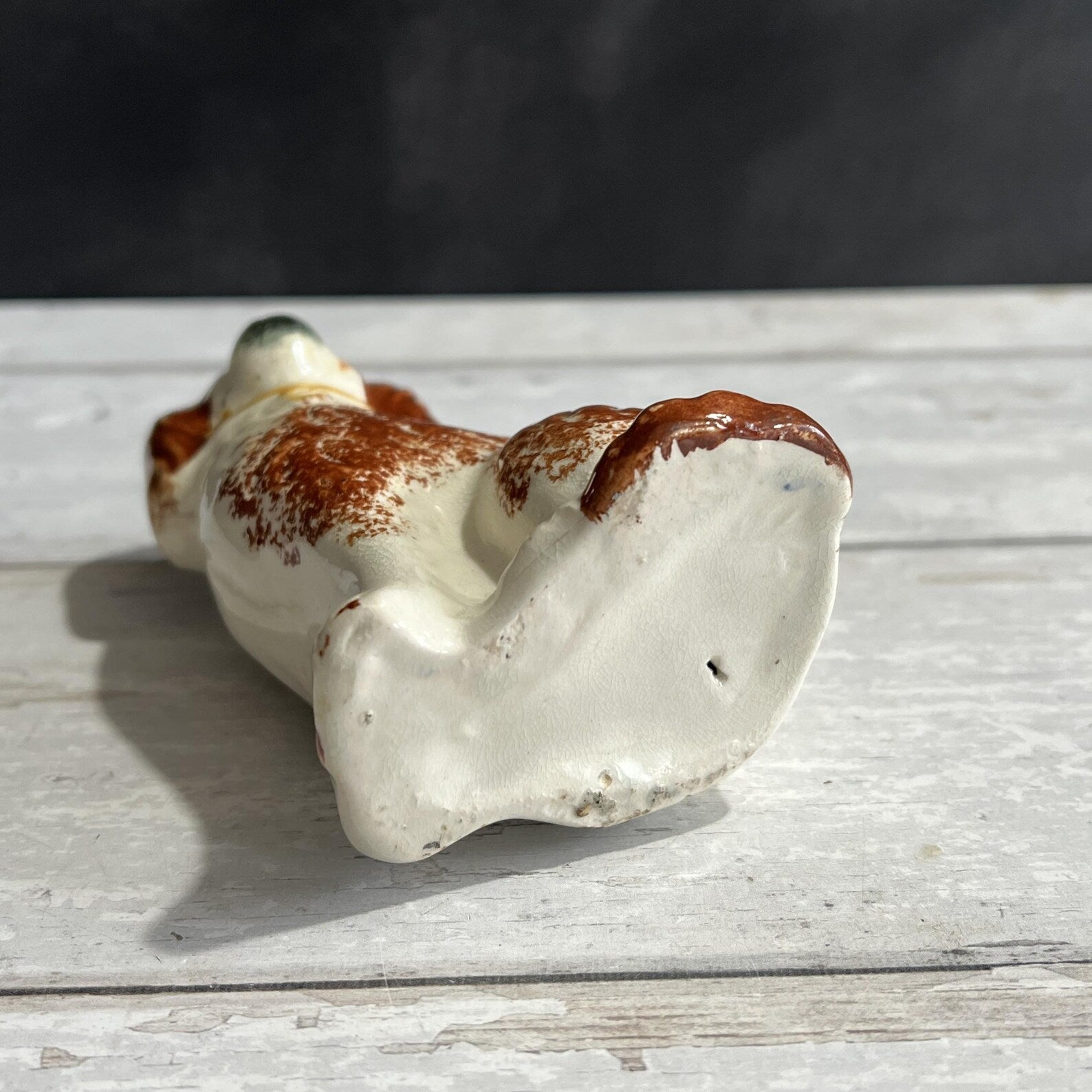 19th Century Staffordshire Dog Figure SMALL Dog Red Spatter Ware Spongeware C 1870