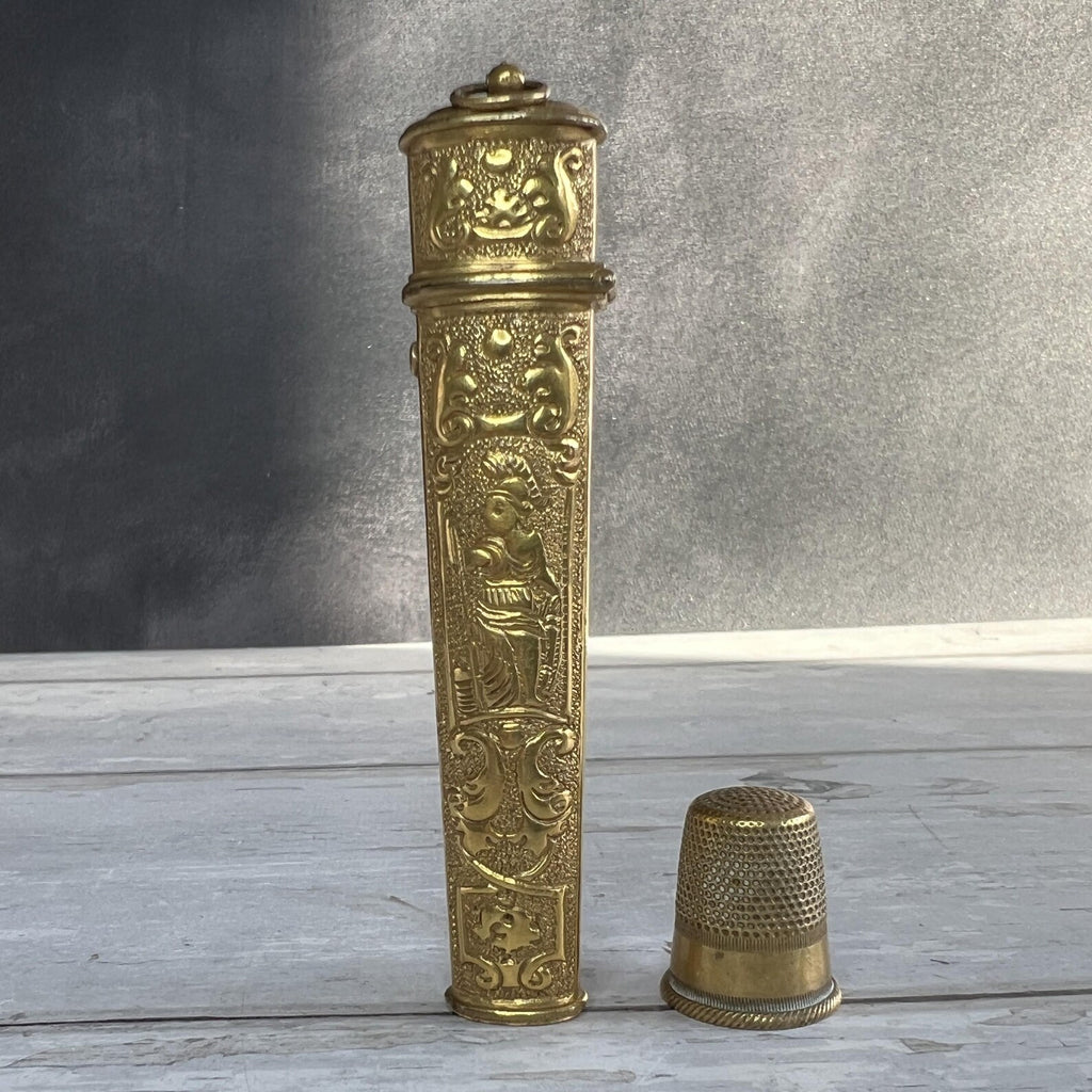 18th Century Bodkin Case Gilt Metal Etui of Britannia C 1740