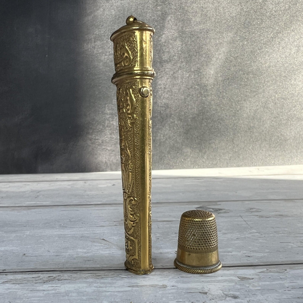 18th Century Bodkin Case Gilt Metal Etui of Britannia C 1740
