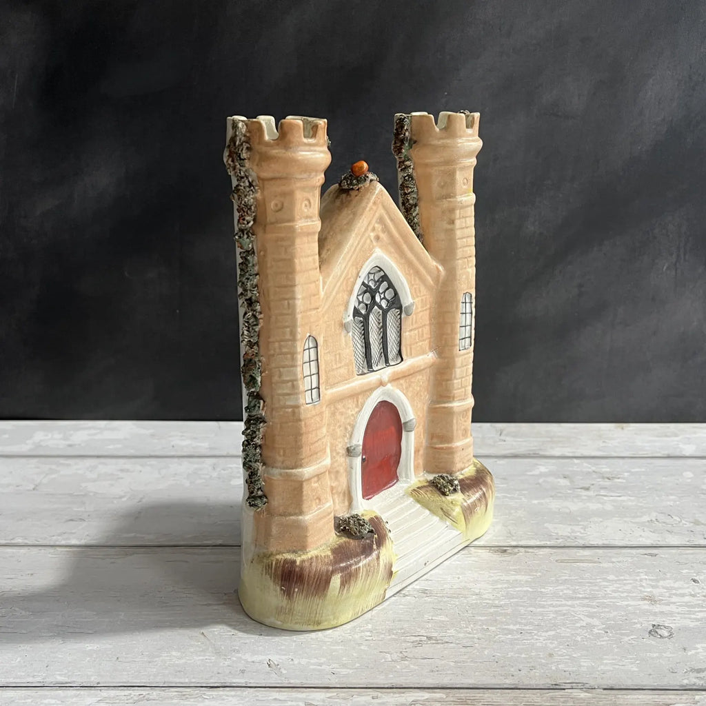 Staffordshire Figure Large Castle Church Flatback Spill Vase C 1860