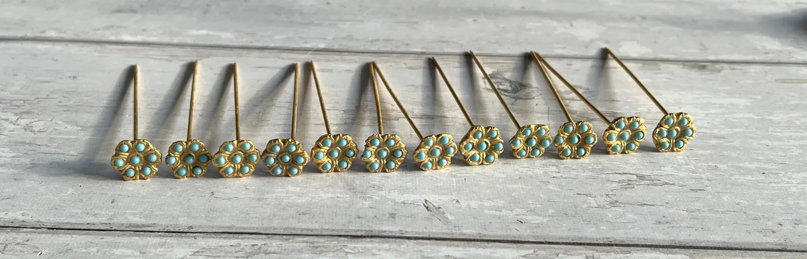 Art Deco Gilt Ormolu Cocktail Stick Holder Celeste Blue Flowers