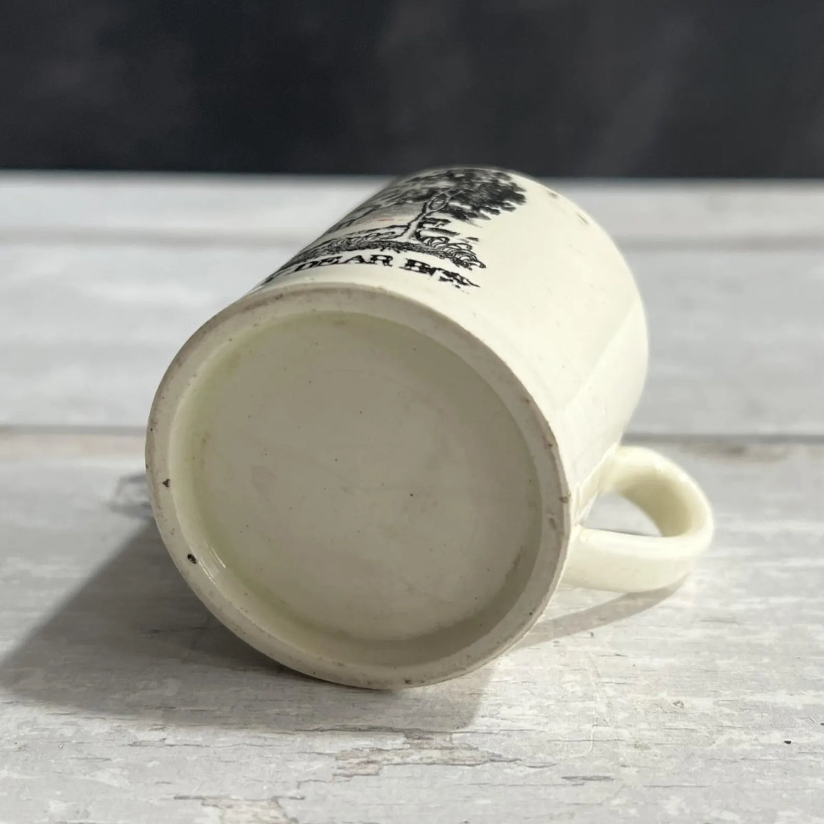 RARE Miniature Mug A Present For My Dear Boy Creamware Cows English C 1810